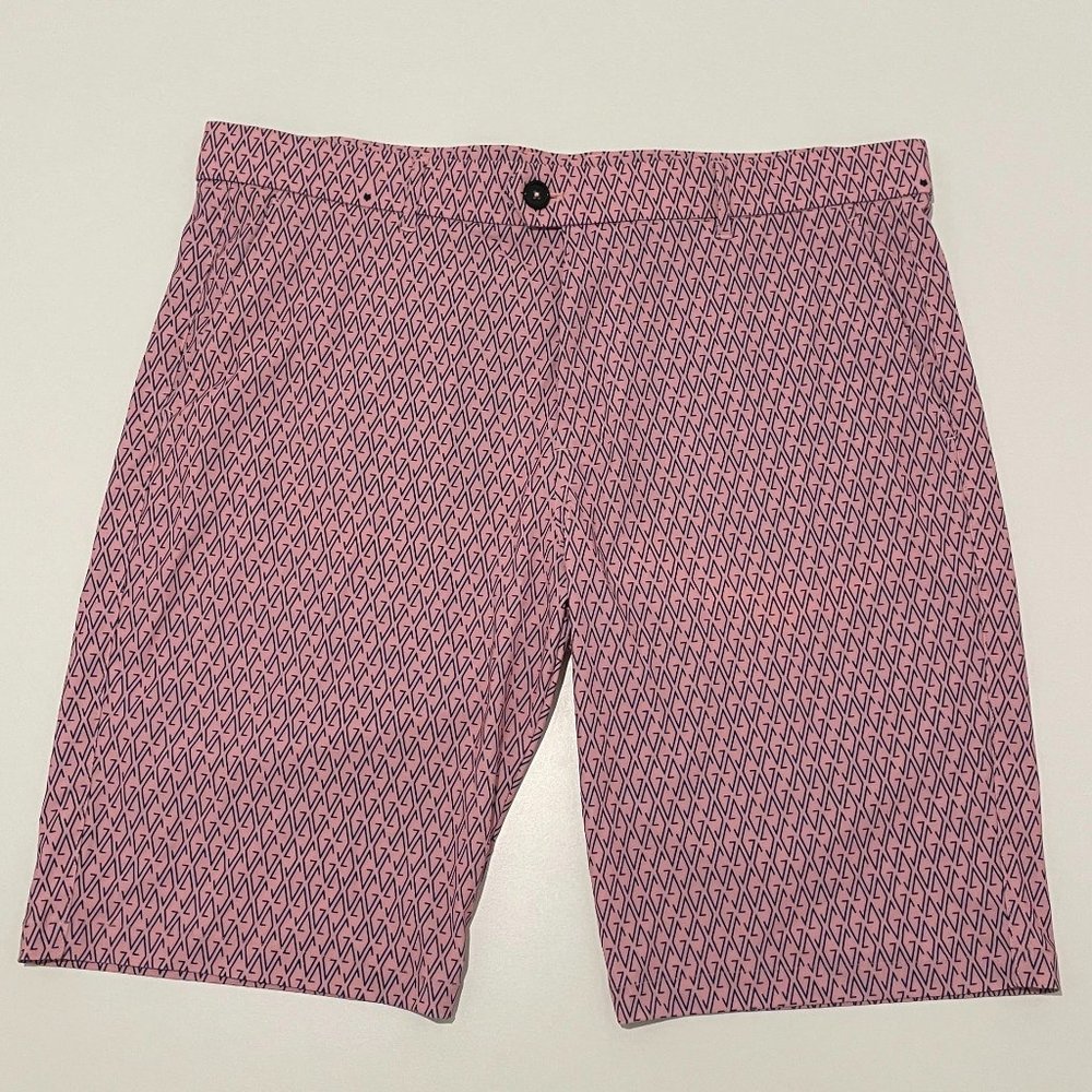 Greyson Pink Geometric Patterned Shorts Mens Size 36 Waist 10 Length